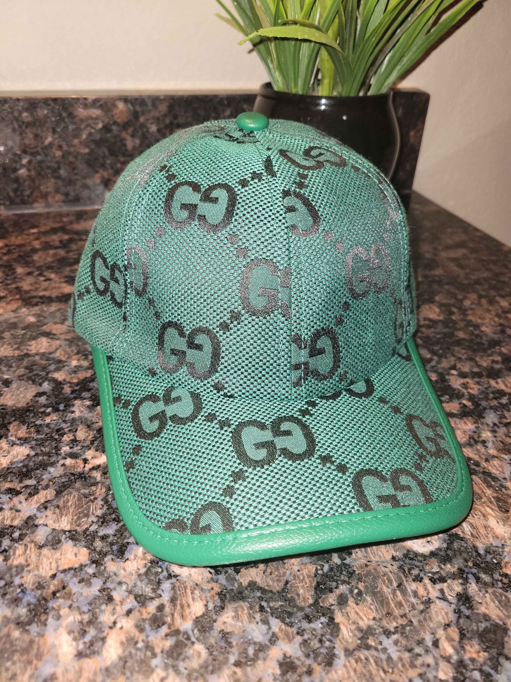 Gucci Green Jumbo Monogram Baseball Cap - Picture 2 of 11